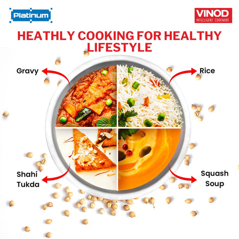 Vinod Platinum Triply Stainless Steel Extra Deep Tasla/Kadai - 1.8 litres, 20 cm | 2.5 mm Thick Heavy Bottom, Fast & Even Heating, Less Oil Healthy Cooking, Induction Base Kadhai for Frying & Dough