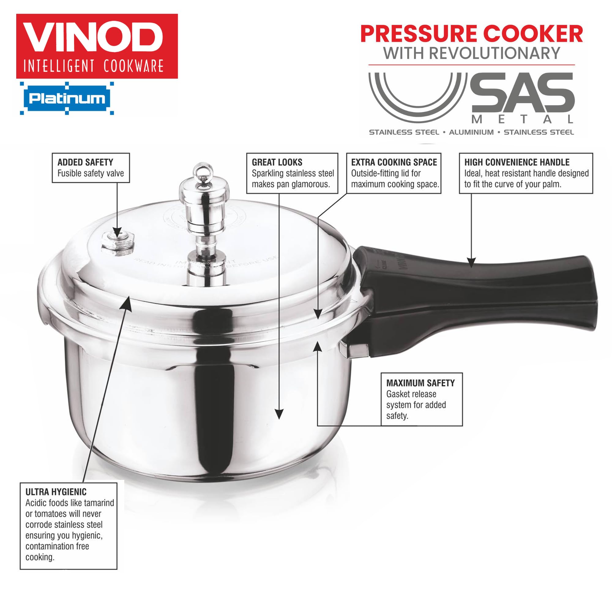 Vinod Platinum 7 Litre Triply Stainless Steel Induction Cooker