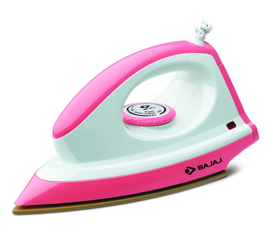 Bajaj ABS Majesty Canvas 1000-Watt Dry Iron | Teflon Coating | Thermal Safety Fuse | 360 Degree Swivel Cord | Cool Touch Body | 2-Yrs Warranty 【Pink】