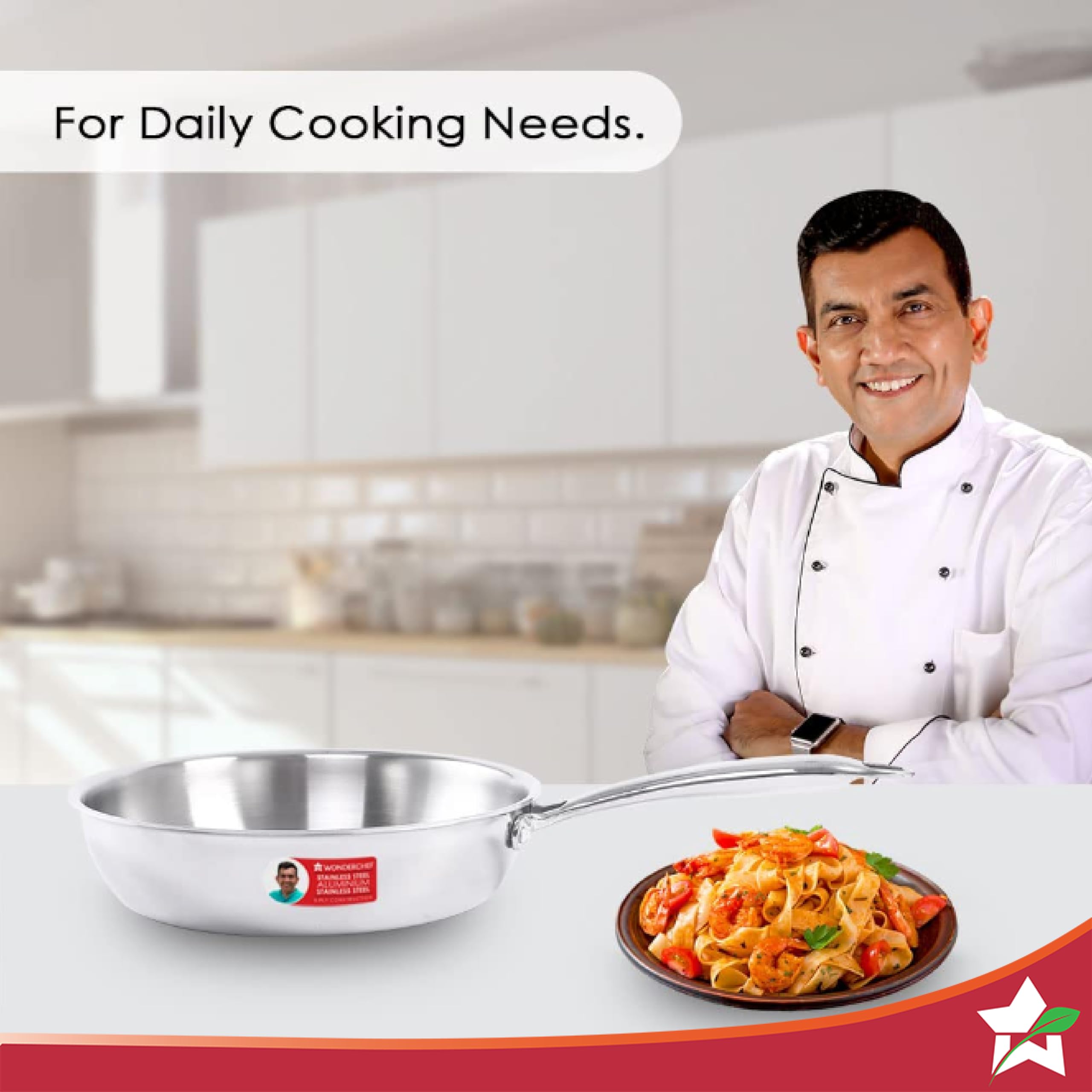 Wonderchef Nigella 24 cm Tri-ply Stainless Steel Fry Pan – 2 L