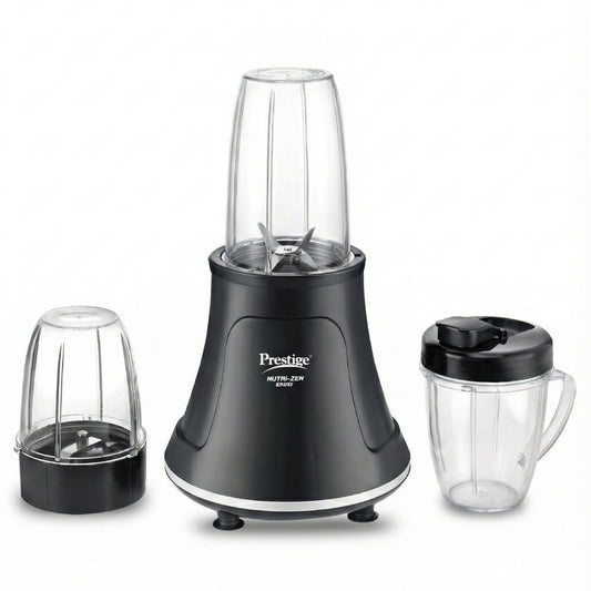 Prestige Nutri-Zen Mixer Grinder with 3 Polycarbonate Jars – Big - 1000ml | Sipper with Handle - 700ml | Small - 700ml |Compact & Powerful Blender for Juices, Shakes & More