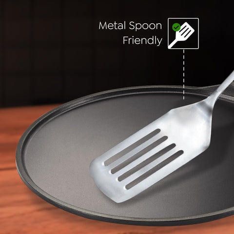 Prestige Omega Die-Cast Plus Aluminium Non-Stick Tawa 27 cm, Black
