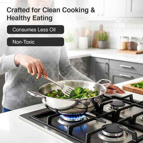 Prestige TRIPLY 4 Pc Cookware Set | TRIPLY Splendid | Fry Pan 24cm/1.7L | Kadai 24cm/2.7L | Sauce Pan 16cm/1.5L | SS Lid 24cm | Gas & Induction Compatible | Even Heat Distribution | 15Y Warranty | ISI