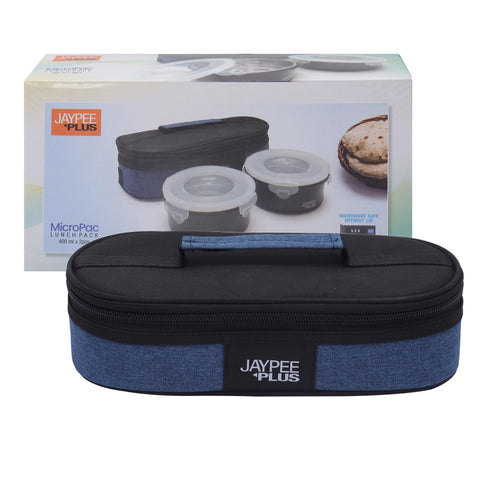 Jaypee Plus Stainless Steel Inner Micropac 2 Container Lunch Box | Leak Proof | Microwave Safe | Insulated Lunch Box | Air Tight | Insulated Tiffin Box for Office | 400 Ml Black