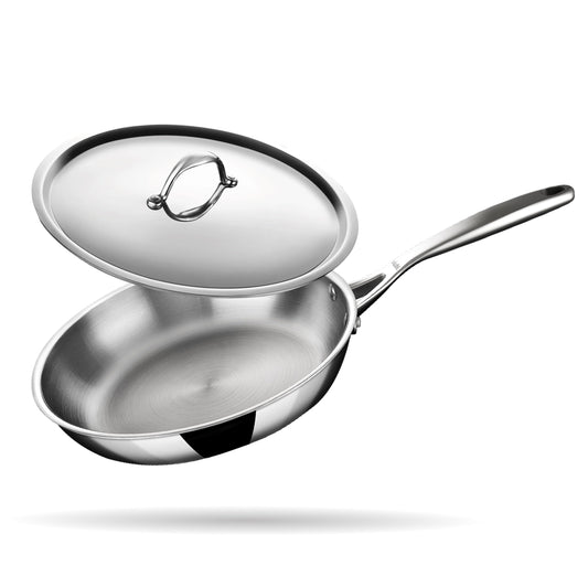 Stahl Artisan Triply Stainless Steel Frying with Lid, Induction & Gas Stove Compatible, Omelette, Egg 1.6 L, 24 cm