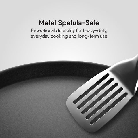Stahl Artisan Schild | 28 cm Dosa Tawa Triply Stainless Steel + PEEK-Reinforced Non-Stick Dosa Tawa | Induction & Gas Compatible | Manufacturer Warranty