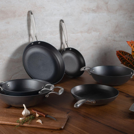 Stahl Blacksmith Hybrid Enamelled Cast Iron Kadhai, 1.3 L, 20 cm, Rust Proof Kadai for Cooking, Light Weight Cast Iron, Induction & Gas Stove Compatible