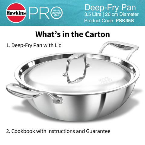 HAW.PRO TRI-PLY SS DEEP FRY PAN 3.5L WITH SS LID PSK35S
