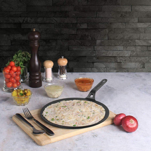 Vinod Legacy Pre-Seasoned Cast Iron Flat Multi Tawa 30 cm | Naturally Stick Free Pure Surface | Healthy Cooking Roti, Chapati, Dosa & Paratha | Chemical Free | Gas Compatible | Heavy Duty