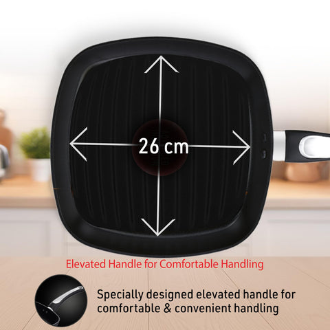 Tefal Cook & Savour Non-Stick Grill Pan/Thermo-Spot Technology/Titanium Non-Stick Coating/26 cm x 26cm / Superior Induction Base/Suitable for All Hob Types/Black / 2 Years of Warranty