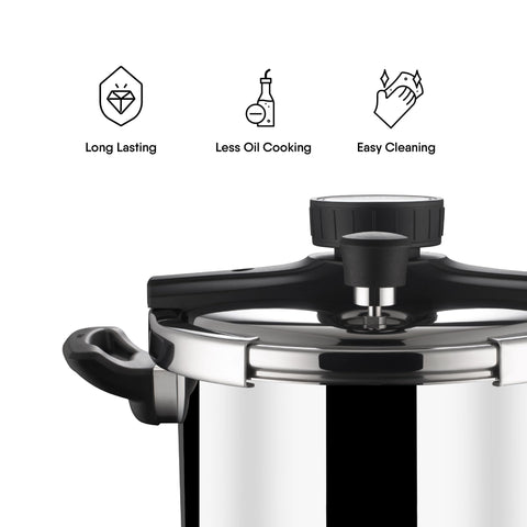 Stahl Versatil Triply Pressure Cooker, 5 L, Induction Cooker, Outer Lid Pressure Cooker, Induction & Gas Stove Compatible, 5 Years Warranty, Stainless steel, Silver