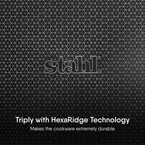 Stahl Artisan Hybrid Flat Tawa | 28 cm Triply Stainless Steel Tawa with Honeycomb Structured Stick Resistant Layer | Scratch Resistant and Compatible with Induction & Gas Stove