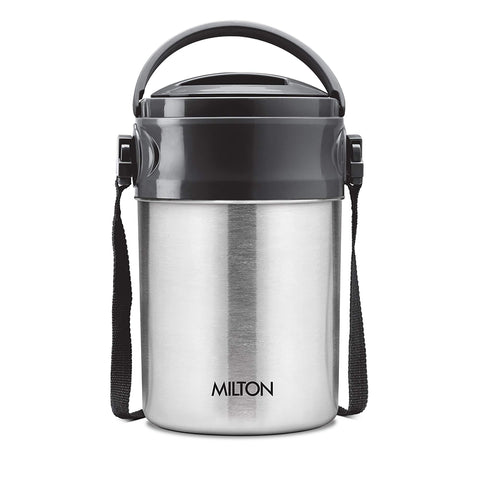 MILTON Steel On 5 Tier Insulated Stainless Steel Tiffin 5 Stackable Compartment Lunch Box 360ml Each with Handle, Silver