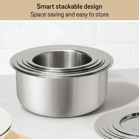 Meyer Triply Stainless Steel Tope with SS 304 Lid | Healthy, Non Toxic | Extended Grip | Bhagona | Tapeli | Patila | for Boiling Milk/Water | 14CM/1.1 Liters Capacity | 10 Year Warranty | Silver