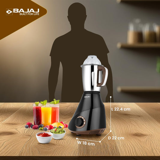 Bajaj Armor Series QuadraMax 1000W Mixer Grinder | 4 Jars | DuraCut Blades | Military Grade Jars | 2 Yrs Warranty 【Black/Chocolate】