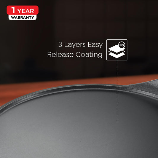 Prestige Omega Die-Cast Plus Aluminium Non-Stick Tawa 31 Cm, Black