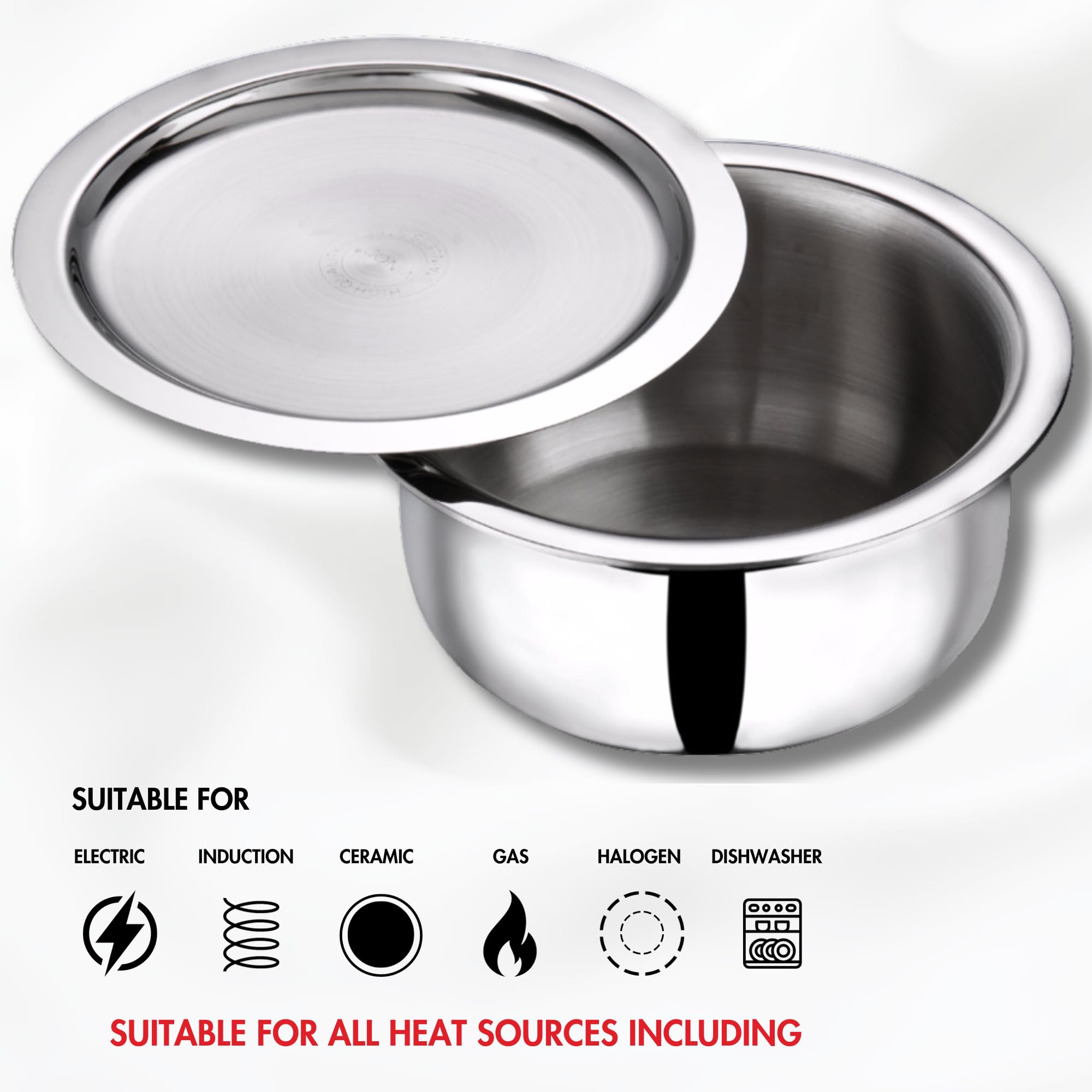 Vinod Platinum 26cm Triply Tope - 5.8L Heavy Bottom Induction Pot