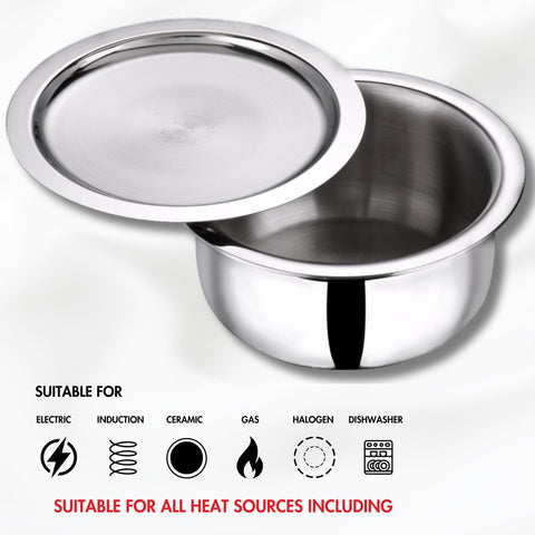 Vinod Platinum Triply Stainless Steel Tope with Stainless Steel Lid 5.2 litres Capacity (24 cm Diameter) - Silver (Induction and Gas Stove Friendly), 5 Years Warranty