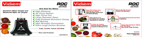 Vidiem 1500W Mixer Grinder - Heavy Duty Stainless Steel Jars, Black