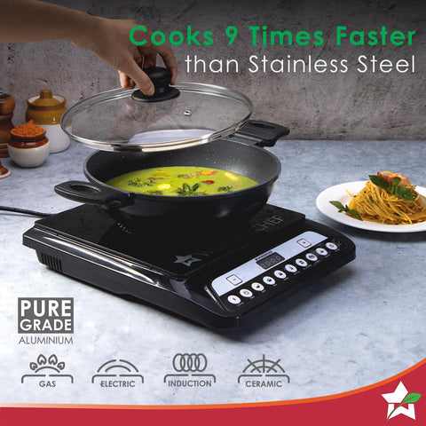 Wonderchef Duralite 24 cm Die-Cast Non-Stick Kadhai – 2.4 L