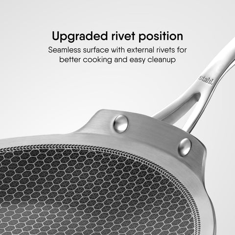 Stahl Artisan Hybrid Roti Tawa 4 mm Thick | 28 cm Triply Stainless Steel Tawa with Honeycomb Structured Stick Resistant Layer | Scratch Resistant Roti Tawa Compatible with Induction & Gas Stove