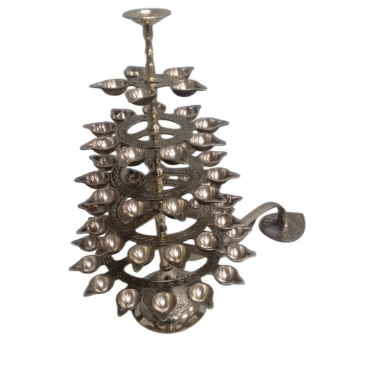 Brass Arti 5 Floor/Step Oil Lamp Stand Diya For Home Temple