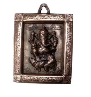 Metal Frame Ganesh Plate Wall Hanging Decorative Showpiece - 18.5 cm