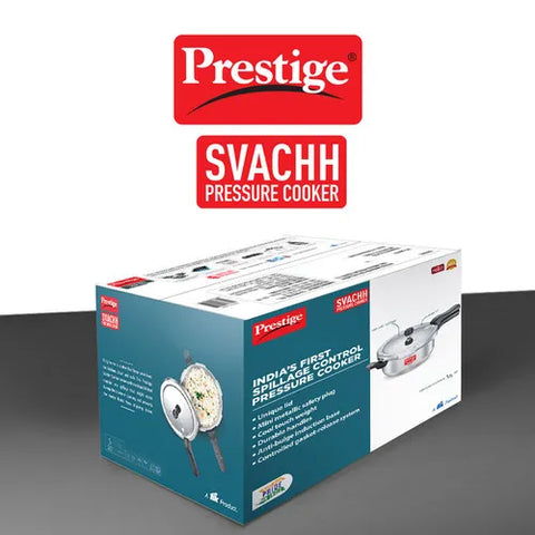 Prestige Svachh Aluminium Anti Bulge Induction Base Senior Deep Pan Pressure Cooker, (Silver)