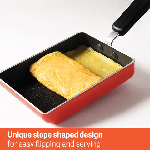 Meyer Non Stick Aluminium Omelette Pan/Tamagoyaki Egg Pan (18cm, Orange)