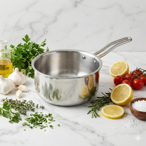 Triply Saucepan, 18cm Diameter, Induction Base, Gas Stove Compatible, Non Toxic Milkpot