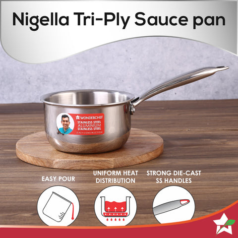 Wonderchef Nigella 16 cm Tri-ply Stainless Steel Saucepan – 1.5 L