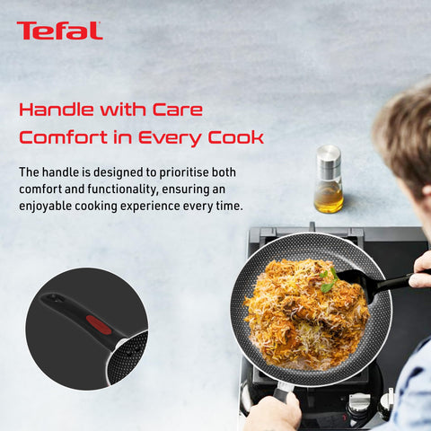 Tefal Simply Chef 28 cm Fry Pan | Resist Plus Non-Stick Coating | Silicon Non-Slip Handle | Easy Cooking & Cleaning | Two Way Coating | 100% Safe Non-Stick Coating (PFOA Safe)
