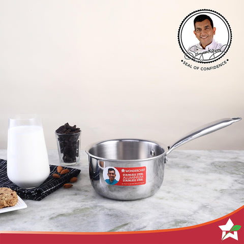 Wonderchef Nigella 16 cm Tri-ply Stainless Steel Saucepan – 1.5 L