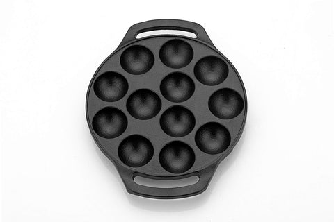 VARUDI Cast Iron Pre-Seasoned Paniyaram Appam Pan, Ponganalu Pan, Chatti Appam Maker, 12 Cavity, Black, 8 Inch Diameter