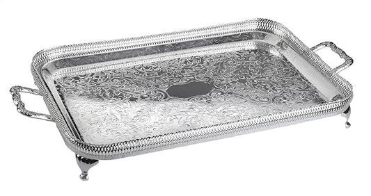 Silver Plated Serving Tray British Made with special tarnish resistant finish that never needs polishing