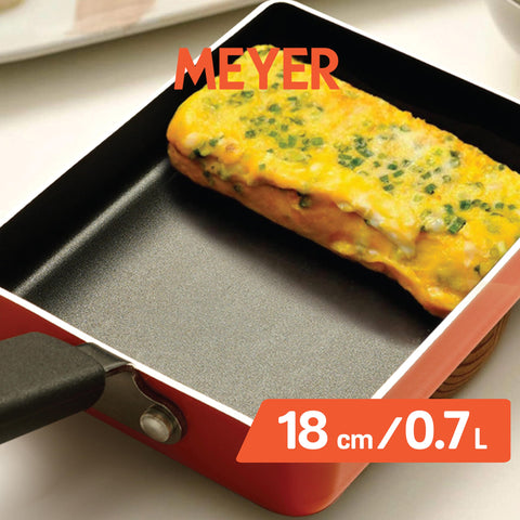 Meyer Non Stick Aluminium Omelette Pan/Tamagoyaki Egg Pan (18cm, Orange)