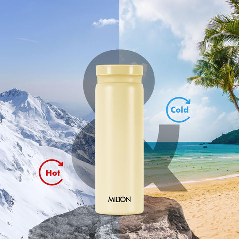 Milton Minimate 260 Thermosteel Insulated Water Bottle, 260 ml, Ivory | Hot and Cold | Leak Proof | Office Bottle | Sports | Home | Kitchen | Travel | Easy to Carry | Rust Proof