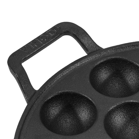 Vinod Legacy Cast Iron Paniyarakkal Pan | Pre-Seasoned, Heavy-Duty Appam Patra | Naturally Non-Stick, Durable & Even Heating | Ideal for Paniyaram, Paddu, Kuzhi Paniyaram | Gas Stove Safe