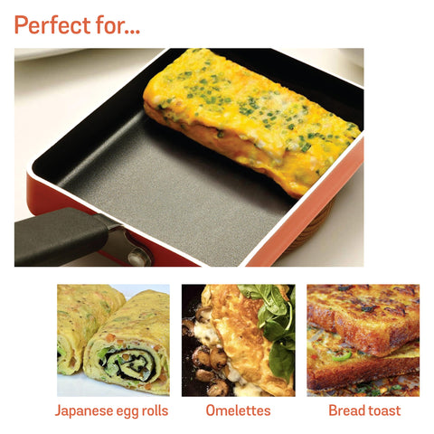 Meyer Non Stick Aluminium Omelette Pan/Tamagoyaki Egg Pan (18cm, Orange)