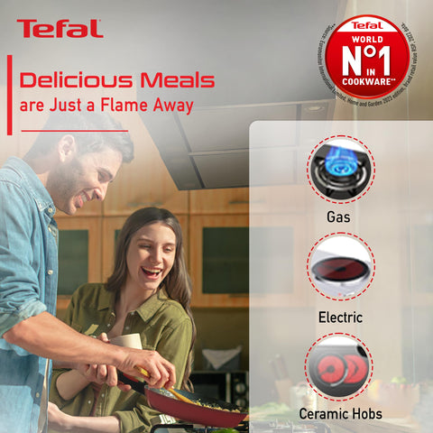 Tefal Simply Chef 28 cm Fry Pan | Resist Plus Non-Stick Coating | Silicon Non-Slip Handle | Easy Cooking & Cleaning | Two Way Coating | 100% Safe Non-Stick Coating (PFOA Safe)