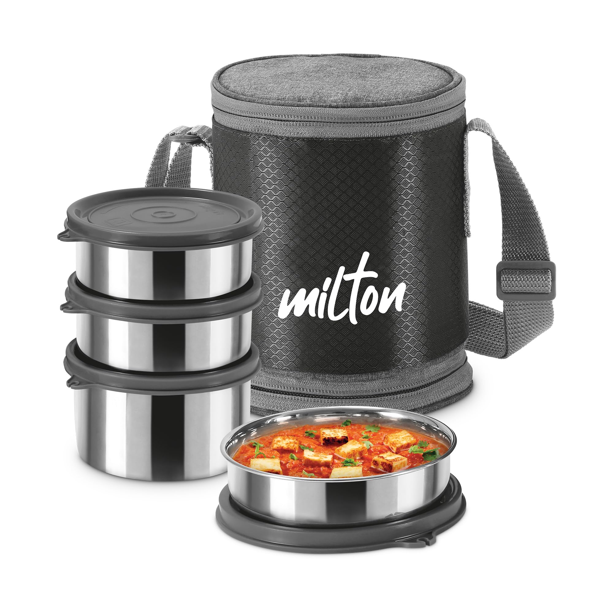 MILTON Expando 3+1 Lunch Box (4 Stainless Steel Container, 200 ml, 320 ...