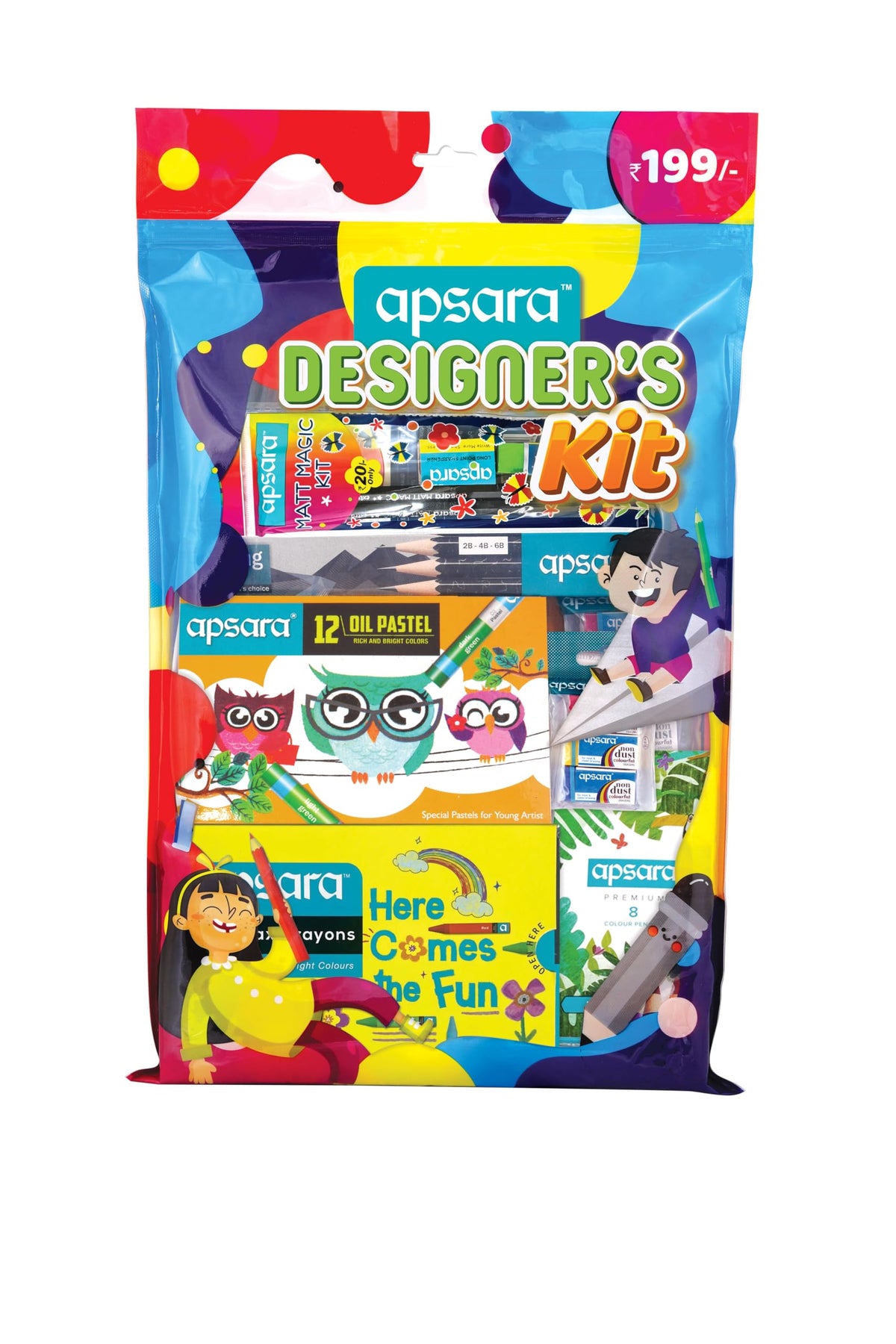 Apsara Designer's Kit | Ideal Gift Pack | Drawing Kit for Artists | Kids Gifting Set | Complete Art Set | Fun Birthday Gift | Fun Children's Gift | Combo of 9 items