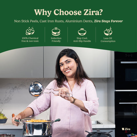 Zira Triply Heavy Duty Stainless Steel Tadka Pan 12 cm | 400 ml | 2.5 mm Thick Base for Even Heating | Induction & Gas Friendly Triply Cookware | Durable Steel Tadka Pan for Tempering Spices and Ghee