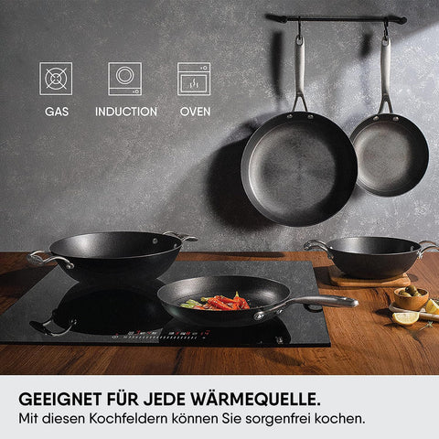 Stahl Blacksmith Hybrid Cast Iron Frypan with Side Handle Without lid, 8428, 28 cm, 2.3 Liters