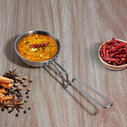 Vinod Triply Stainless Steel Tadka Pan Large | Balanced Handle Design | Vagar Pan for Spice Tempering & Seasoning | Induction & Gas Stove Compatible | 5 Year Warranty