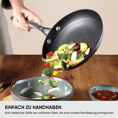 Stahl Blacksmith Hybrid Cast Iron Frypan with Side Handle Without lid, 8428, 28 cm, 2.3 Liters