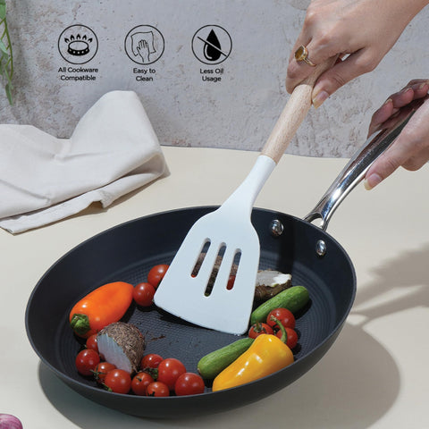 Vinod Ferona Lightweight Cast Iron Frying Pan -1.5 L, 24 cm | No Seasoning Required | Steel Riveted Handle | Metal Spoon Friendly | Gas, Induction Base| Rust-Proof | PTFE & PFOA Free | 2-Year Warranty