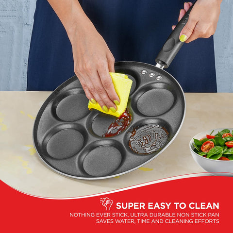 Vinod Zest Stick Free Mini Uttapam Pan with 7 Cavities – Appam Patra for Mini Uthappam, Idli, Pancake | Aluminum Multi Snack Maker | Gas Stove Compatible | Bakelite Handle | 1 Year Warranty