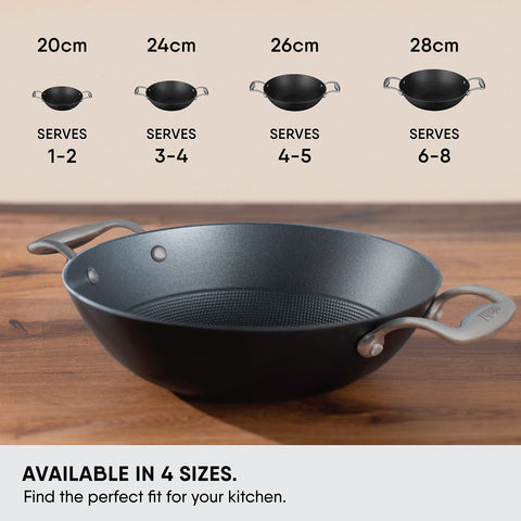 Stahl Blacksmith Hybrid Enamelled Cast Iron Kadhai, Rust Proof Kadai for Cooking, Light Weight Cast Iron, Induction & Gas Stove Compatible, 3 L, 28 cm