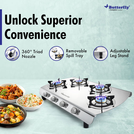 Butterfly Magnum Stainless Steel Open Lpg Stove, 4B